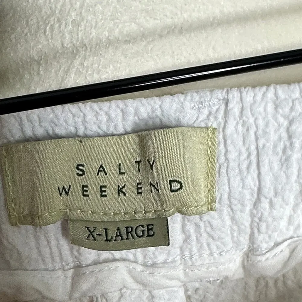 SALTY WEEKEND Mykonos Seersucker Pants White Sz XL $158 {A1}